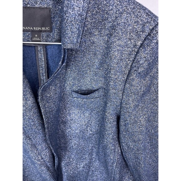 Banana Republic Women 8 Blazer Coat Wool Textured Knit Career Heathered Blue - Picture 9 of 13